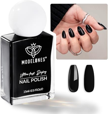 Modelones Nagellack schwarz, 10ml Glänzend Schnelltrocknender Langanhaltender, Nagellack für DIY Nail Art Maniküre Salon,ihr Weihnachtsgeschenkbox