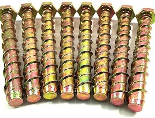 Thunder D-Bolt Anchor - 8 Pack M8 x 100 Masonry Concrete Anchor Bolt Screw with Hexagonal Head, Self Tapping, Screws Directly into Brick, Stone, Wood