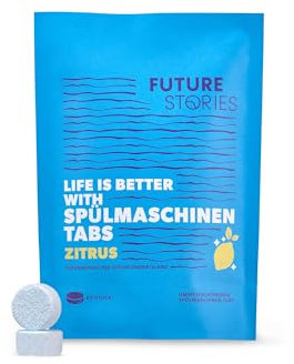 Future Stories Spülmaschinen-Tabs, 80 Stück Geschirrspüler-Tabs für Reinigung, Fettlösung, Glanz, plastikfolienfrei - Zitrus