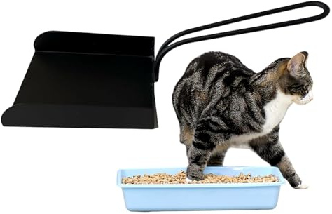 Eco-Barn Steel Black Powder Coated Cat Litter Scooping Pan, Efficient Cleaning Tool for Non Clumping Litter