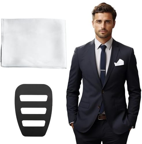 VEGCOO Pañuelo de Bolsillo para Hombres - Soporte y Handkerchiefs de Seda Suave para Traje, Negocios y Casual - Regalo (35x35cm) (Blanco)