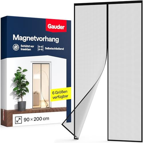 GAUDER Moustiquaire Magnétique pour Porte (90 x 200 cm) Noir | Rideau Anti-Moustiques Aimanté Sans Perçage | Protection Contre les Insectes pour Balcon & Terrasse | Fermeture Automatique