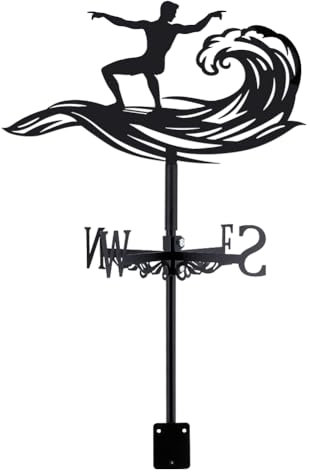 SUPERDANT Banderuola Segnavento Da Surf per Surf Tavola Da Surf Banderuola da metallo Decorativa per La Direzione Segnavento da Tetto per Il Vento Segnali per La Decorazione Del Giardino