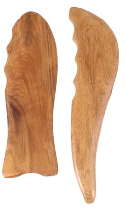 Ipetboom 2 Stück Gua Sha Brett aus Natürlichem Holz Tragbare Schabebretter für Hautpflege Gesichtsmassage Entspannende Hautbehandlung für Hals Gesicht Schultern und