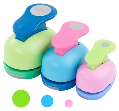 XIATIAN Circle Punch 3 Pack, Paper Punches for Crafts, Circles Cutter Punch, Circles Hole Punch for Creatively Artwork Greeting Card Making DIY Crafts 8mm 15mm 25mm (Circle)