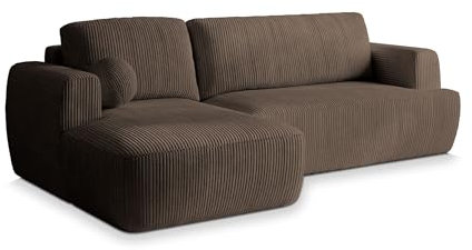 Masseno Ecksofa SENTI P L-S mit Schlaffunktion L-Form, Sofa mit Bettkasten, Wohnzimmersofa, Couch, Soffa, Bettsofa, Couchgarnitur- Braun, POSO 06