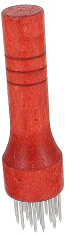 KICHOUSE Ablandador De Carne De Cerdo 21 Agujas Acero, Mango De Madera Roja, Herramienta Práctica para Machacar y Ablandar Carnes Duras, Uso Profesional Cocina, Utensilio Duradero