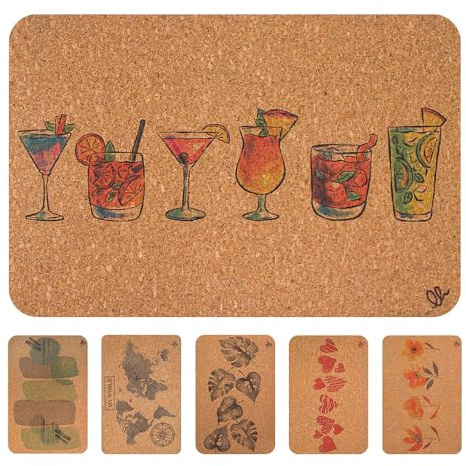 OLIVO.shop - Alfombra de corcho para cocina antideslizante, lavable en lavadora, fina, 3 mm, ecológica y reciclable, para cocina, entrada o pasillo, color cocktail, 55 x 230 cm