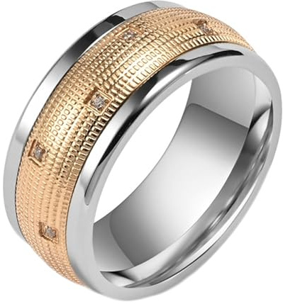 Calefee Drehringe für Herren Anti Stress, Ringe Edelstahl Männer Verlobungsring Bandring Drehbar Breit 10 mm mit Zirkonia, gr. 60