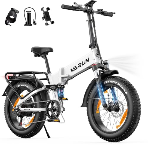 VARUN E Bike 20 Zoll mit Vollfederung, 48V 624Wh Akku Max 120km, 7 Gang | E-Bike Klapprad für Erwachsene mit 4.0 Fat Tire, LCD-Display mit 5 PAS, StVZO, All-Terrain Elektrofahrräder, S20-2