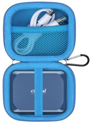 Lacdo Funda Disco Duro Externo para Crucial X10 / Crucial X9 / X9 Pro / X10 Pro Portable SSD 1TB 2TB 4TB 6TB 8TB Unidad de Estado Sólido Externa, EVA Bolsa de Almacenamiento, Azul