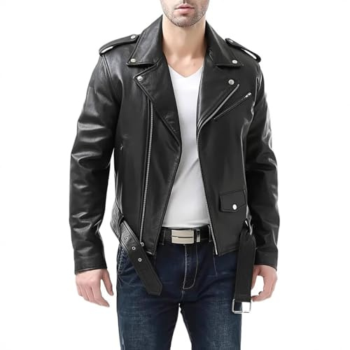 UHouse Blouson Moto Homme Saharienne Cuir Surchemise Legere Jacket de Travail Vestes Casaul Vêtements Vintage Bomber Leger Automne Hiver Pour Hommes Noir 5XL
