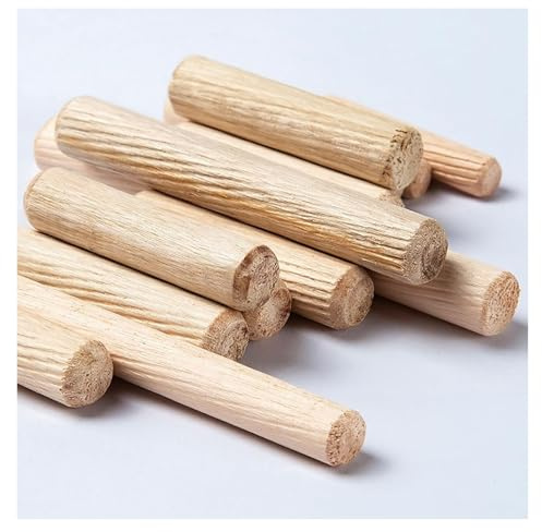Paquete de 100 pasadores de madera de 12 mm de diámetro, varillas de madera acanaladas, clavijas for manualidades de madera dura(40mm)