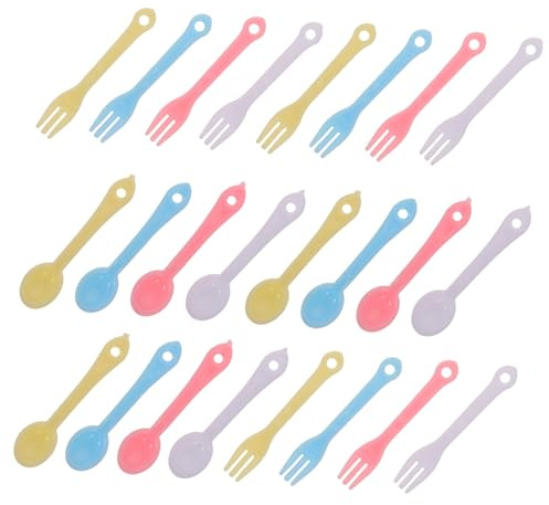 LRXIYODE 40set Mini Cutlery Doll House Miniature Tableware Decors Miniature House Spoons Plastic re-usable