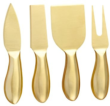 UTHCLO Kit Cortador De Queso De Acero Inoxidable Dorado Juego De Herramientas De Cocina Profesional Para Cortar Untar y Servir Quesos Mango Ergonómico Uso Cocina