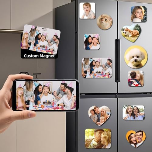 Personalisierte Kühlschrank Magnet Foto, Benutzerdefinierte Kühlschrank Magnet mit Foto, Variation Formen Kühlschrank Aufkleber, Kleine Benutzerdefinierte Geschenk für Paare, Familie & Home Küche Deko