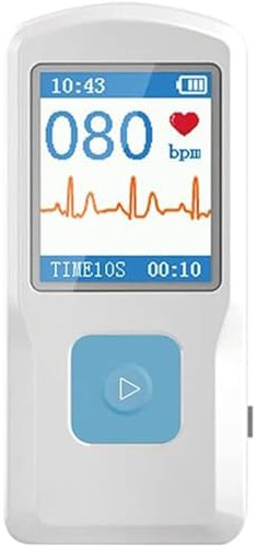 hocvseo Portable ECG Monitor, Personal Heart Rate Monitor, with 1.77-inch LCD Screen, Instant Results In 10 Seconds, 99 Data Storage, with Smartphone, for Home, Travel