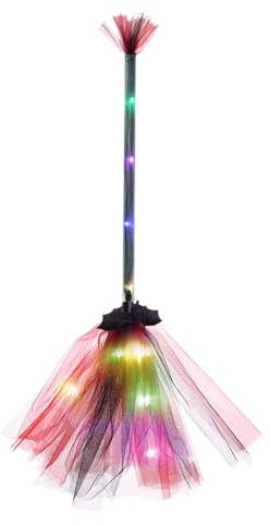 Yplkm Escoba De Bruja - Accesorio Iluminado Para Fiestas De Halloween,Disfraces Decoración Navidad Jardín Puerta Exterior Para Niñas Y Niños Vacaciones