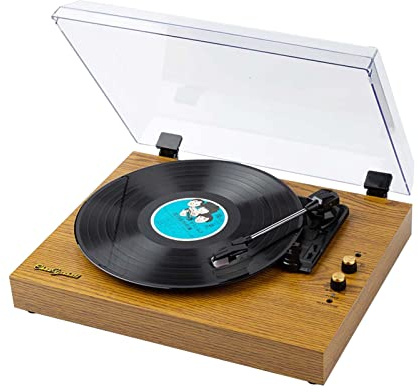 Discos de vinilo Tocadiscos LP Tocadiscos retro Altavoces incorporados Gramófono vintage 3 velocidades(Yellow)