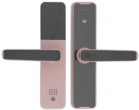 LKHDONG Serratura intelligente con maniglia, con impronte digitali, apriporta elettrico Smart Lock con impronte digitali, codice/chiave/carte/app di controllo (oro rosa)