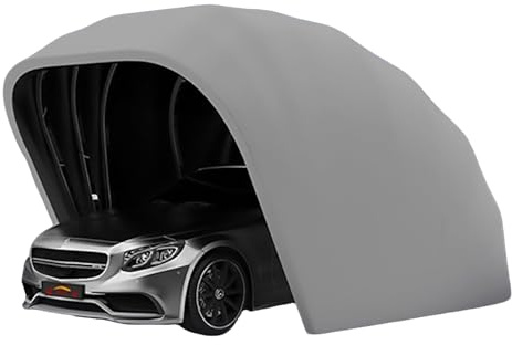 Abri Voiture Pliable avec Armature, Garage Portatif d'Entrée en Acier & Bâche Imperméable, Carport Extérieur pour SUV, Van ou Camping-Car – 5,5 x 2,5 x 2,3 m