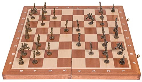 Square - Schach Schachspiel - Amerika - Schachfiguren aus Metall - Schachbrett aus Holz