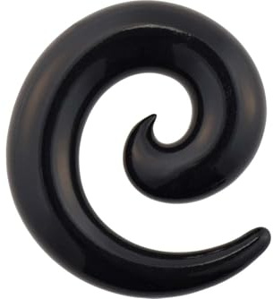 PIERCINGLINE Spirale d'extension en acrylique - Noir - Piercing d'oreille - Taille au choix, 10 mm, Acrylique