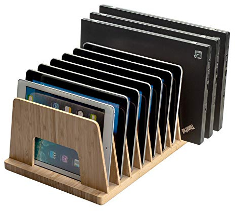 MobileVision Bamboo Device Organizer for Smartphones, Tablets and Laptops, 10 Slots