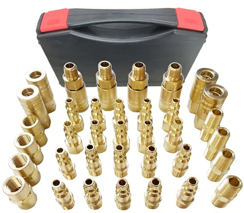 TL TOOLEGIN 1/4 Air Hose Fittings, 36 pcs Quick Connect Air Compressor Accessories Kit, Air Compressor Fittings with A Sturdy Storage Case, 300 PSI