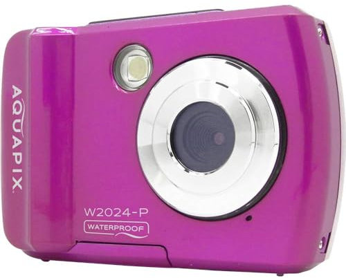 Aquapix W2024 'Splash' Unterwasserkamera, Wasserfest bis 3m, 2.4 Display, Auflösung bis 16 MP, 8X Digital-Zoom, 5MP Sensor, Pink