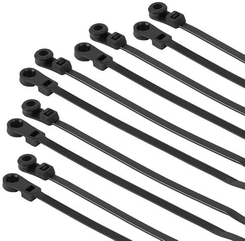 XINGO 100 fascette con foro per vite, fascetta per cavi montabile, in nylon resistente multiuso per uso interno ed esterno (4,8 x 200)