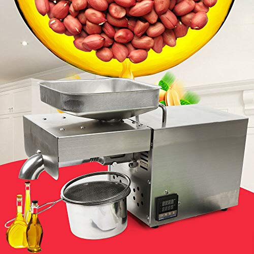 Ölpresse, Edelstahl Öl Pressmaschine 1500W Elektrische Ölmühle mit Temperaturkontrolle Walnüsse Erdnüsse Kalt-und Heiß Ölpresse Maschine für Kommerziell Haushalt