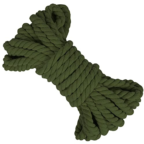 LEREATI Makramee Garn 8mm x 10m Baumwollseil Dicke Baumwollkordel Baumwollgarn, Macrame Cord Geflochten für DIY Handwerk, Basteln, Makramee Wandbehang, Vorhang, Hängepflanze (Armeegrün)
