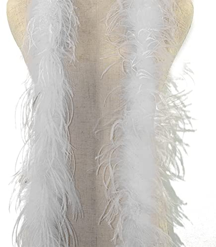 Federboa einfarbig Federdichten,200CM Flauschige Straußen-Federboa zum Basteln, Federboa Boa Kostümzubehör, Feder Schal, Karneval Boa, Federstola Federschal Damen Mädchen Karnevals Kostüm Accessoire