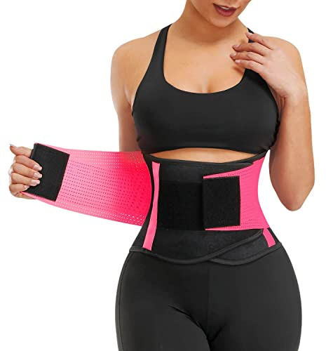 VITOMOR Waist Trainer Women Body Shaper Weight Loss Waist Cincher Waist Trimmer Tummy Trainer Sweat Belt for Workout Fitness Unisex (A-Hot Pink, L)