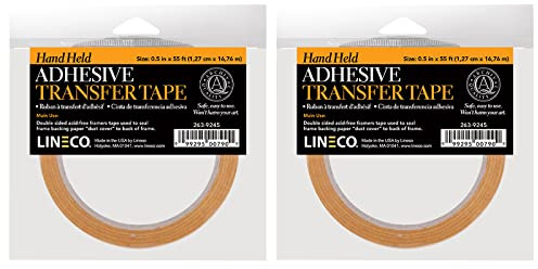 Lineco, Reverse Wound Acid-Free 2 mil Adesive Transfer Hand Held ATG Tape. Used in Picture Framing, Mounting of Materials, Paper, Wood, Plastics, and Metals, Pack of 2