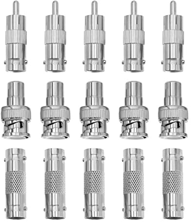 The Lord of the Tools 15pcs RCA vers BNC Connecteurs Remplacement BNC RCA Jack Adaptateur Connecteur CCTV Alimentation Coaxial Câble Coupleur Accessoires Électriques
