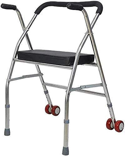 HHUARI Gehhilfe für Senioren Gehhilfe, Faltbare Rolle, 2-Rad-Gehhilfe mit Sitz und Armlehnen, höhenverstellbarer Aluminium-Gehrahmen für ältere Menschen mit Behinderungen, Standard-Gehhilfe,