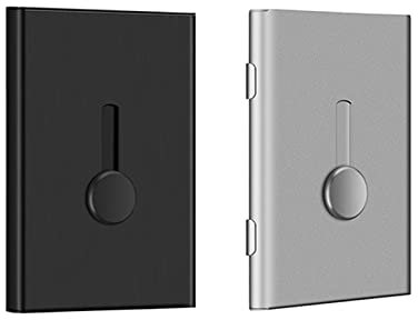 UAIAGM Visitenkartenhalter aus Metall – Edelstahl-Brieftaschen-Tasche für Männer und Frauen – eleganter und langlebiger Visitenkartenhalter für Visitenkarten, Kreditkarten und Ausweise, 2 Stück