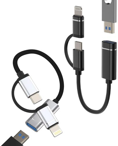iPhone15 Pro Max Lightning USB C a USB-A Jack Adaptador (2 unidades) Type-c Thunderbolt OTG Cable Conector Teclado Ratón Hub Accesorios Compatible para Samsung Huawei Xiaomi MacBook Plus Apple iPad tp
