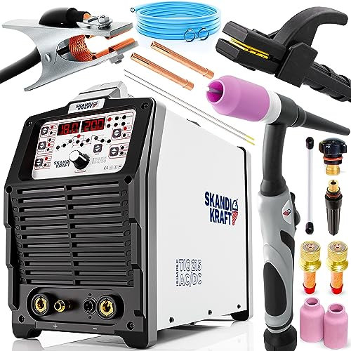 SKANDI KRAFT iSIMPLE TIG 215 AC/DC - WIG Schweißgerät AC DC mit Puls, 2T/4T Auswahl, HF-TIG und adv. Einstellungen - Kühlsystem NorthernWind - Präziser und flexibler Brenner (FLEX) - Für Aluminium