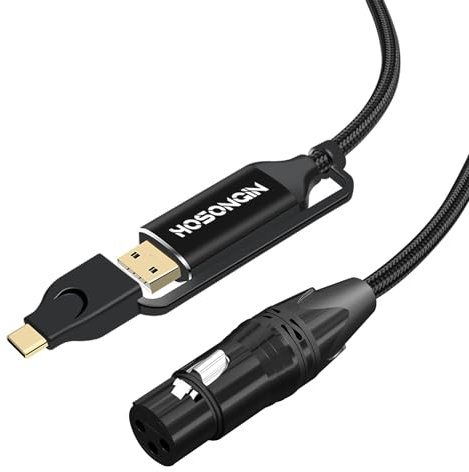 HOSONGIN USB C to XLR Cable 10 Feet,Type-c to XLR Female Microphone Cable Adapter for Audio Recording Karaoke Live Podcast