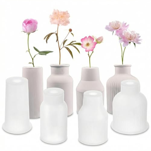 QWORK® 4 stück silikonform vase, giessform silikon, gießformen, zur herstellung von vasen, dekorationsartikel