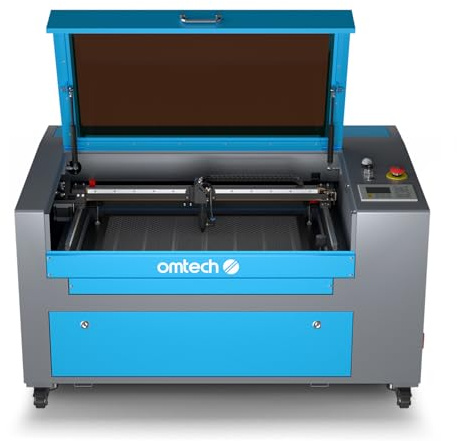 OMTech CO2 Laser 60W Graviermaschine CO2 Laser Engraver 600x400mm Gravurmaschine Laserengraver mit luftunterstütztem digitalem Bedienfeld RDWorks & Räder, kommerzielle