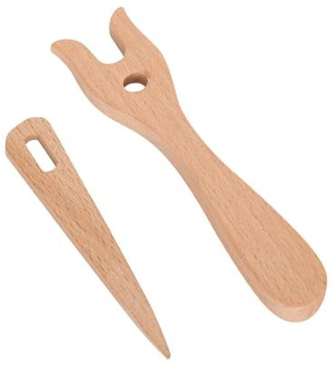 KOMUNJ 2 Stück Strickgabel Holzschnur Strickgabel Holzwebernadeln Handgefertigter Flechter Für Armbänder, Halsketten, Geflochtene Werkzeuge