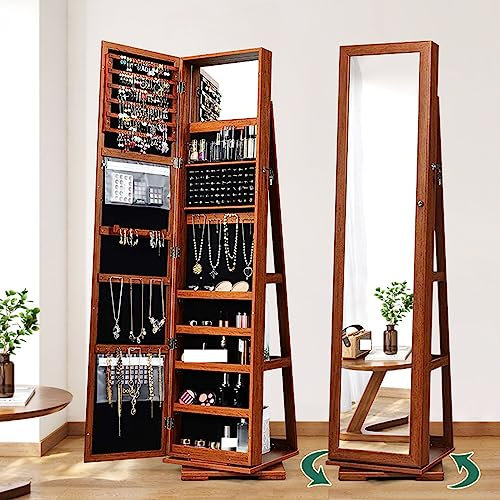CASEGO Bodenstehender Ganzkörperspiegel im Stil Einer einfachen Trennwand mit großem Fassungsvermögen für Schmuck und Kosmetik, multifunktionaler Ankleidespiegel (A a)