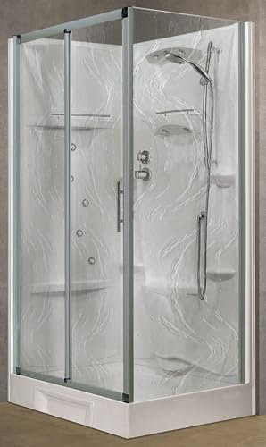 Novellini New Holiday 2P+F Idromassaggio 120x80 cm Cabina Doccia Multifunzione Apertura 1 Anta Scorrevole Reversibile Miscelatore Meccanico Vetro Aqua Profilo Silver Doccetta Idro Altezza 206 cm