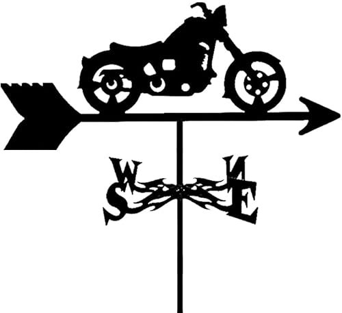 ZAANU Ornement de girouette, girouette de Moto en métal pour Toit, Jardin, Cour, girouettes rétro en métal Noir, indicateur de Direction du Vent pour Toit, Jardin, pelouses extérieures