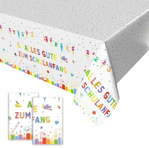 2pcs Alles Gute Zum Schulanfang Tischdecken,Weiß Einschulung Deko