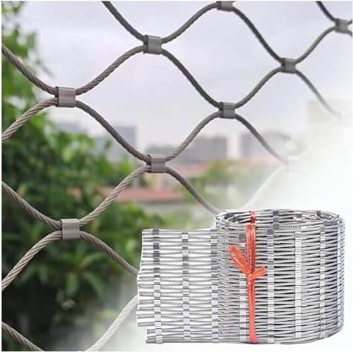 Yoeoefuo Fence Post Wire Mesh Fine Mesh 1 x 10 m 2 x 10 m 3 x 10 m Flexible Stainless Steel Rope Net Protective Net Safety Rope Nets Pasture Fence Wire Mesh Fence Metal Mesh Boundary Fence